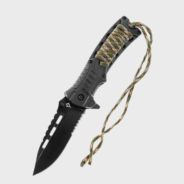 Nóż składany Bushcraft 4w1 Dominator Krzesiwo, Linka