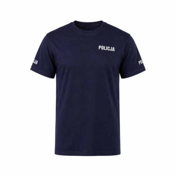Koszulka T Shirt Policja 100% Bawełna Granatowa Odblaskowa